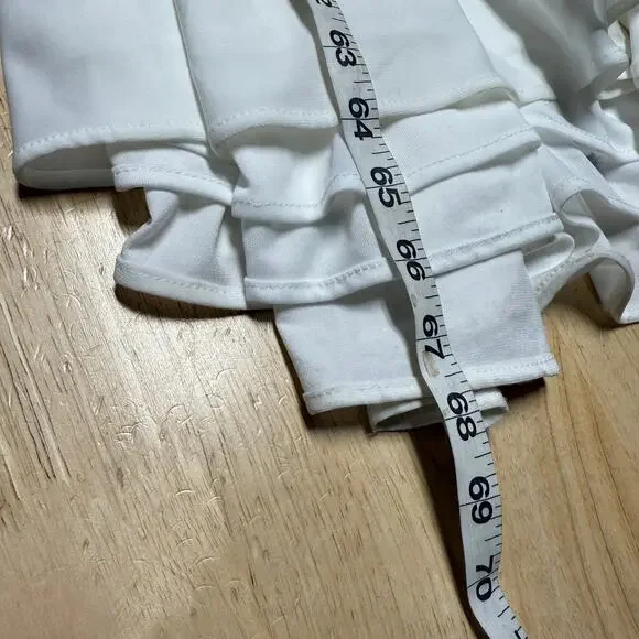 Mac Duggal NWT Draped Side Knot Jersey Gown Rhinestone Ring White Size 20 - Picture 10 of 11